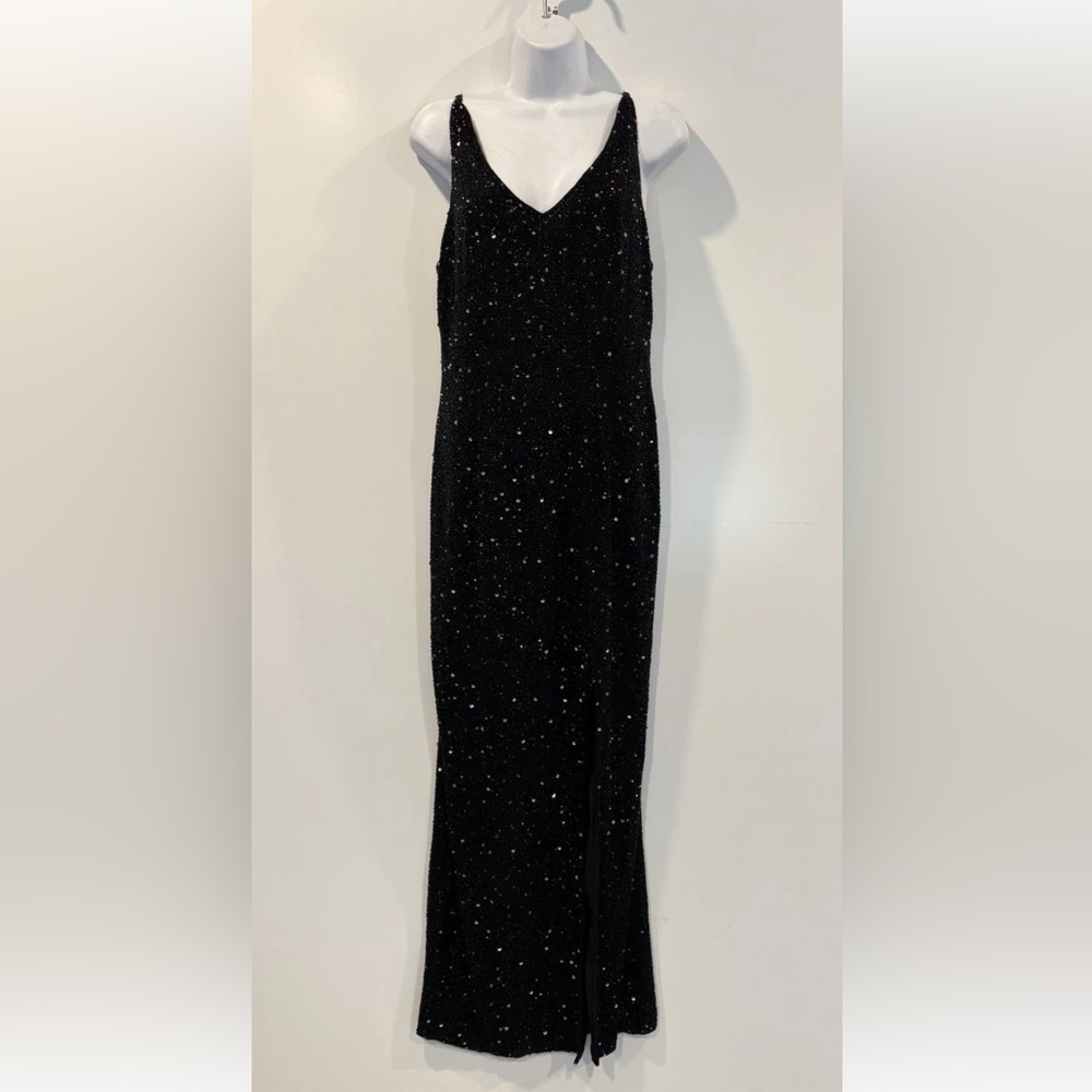Scala Hand Beaded Sequin Silk‎ Evening Prom Gown Dress Womens Size 8/10